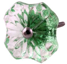 Mint Green Square Glass Flower Cabinet Knobs